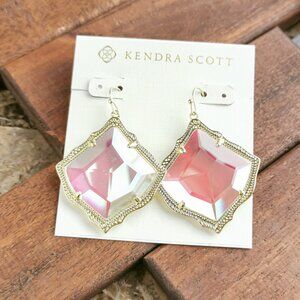 Kendra Scott Kirsten Earrings. Gold Dichroic Glass
